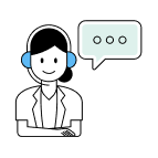 Support specialist with a chat symbol